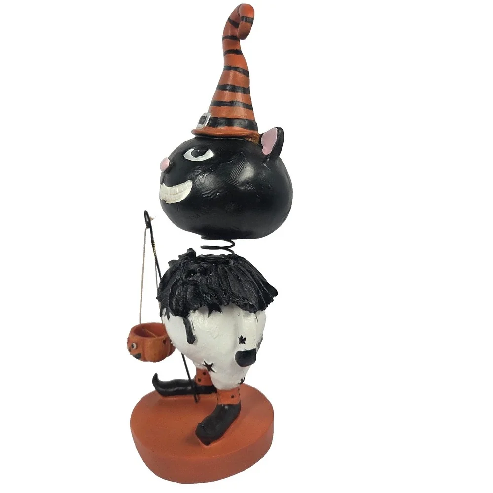 Nostalgic Halloween Black Cat Witch Figurine 12 Inch Retro Pumpkin Decor New